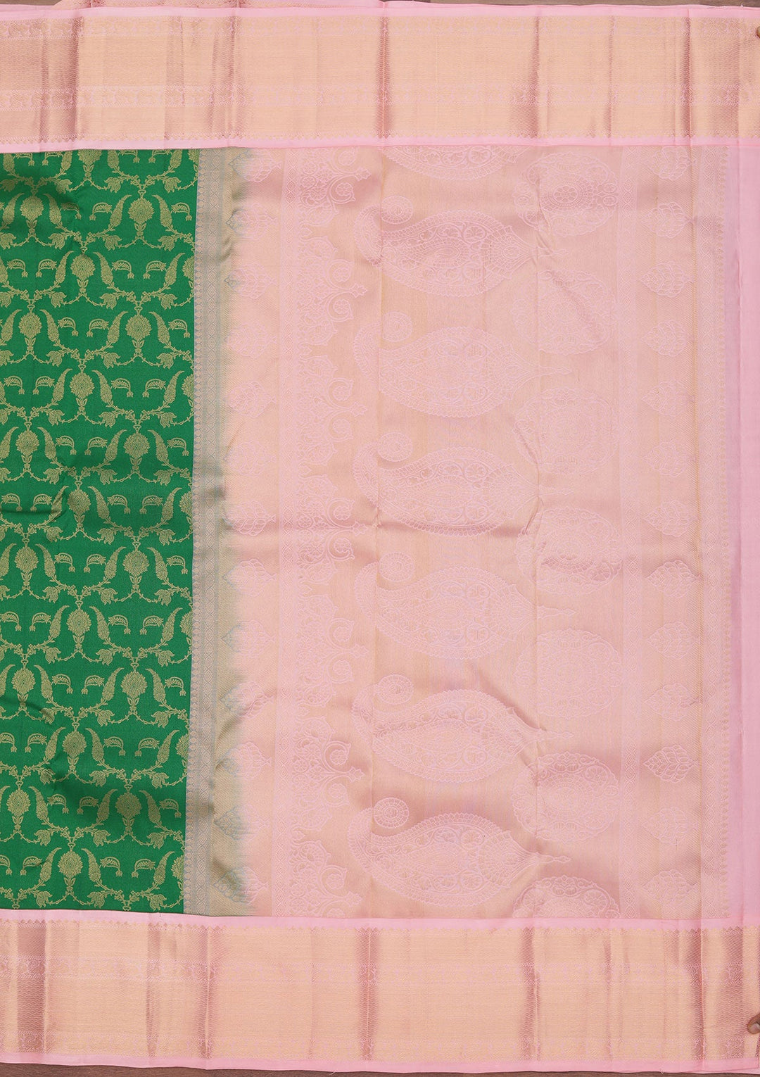 Bottle Green Zariwork Pure Silk Saree-koskii