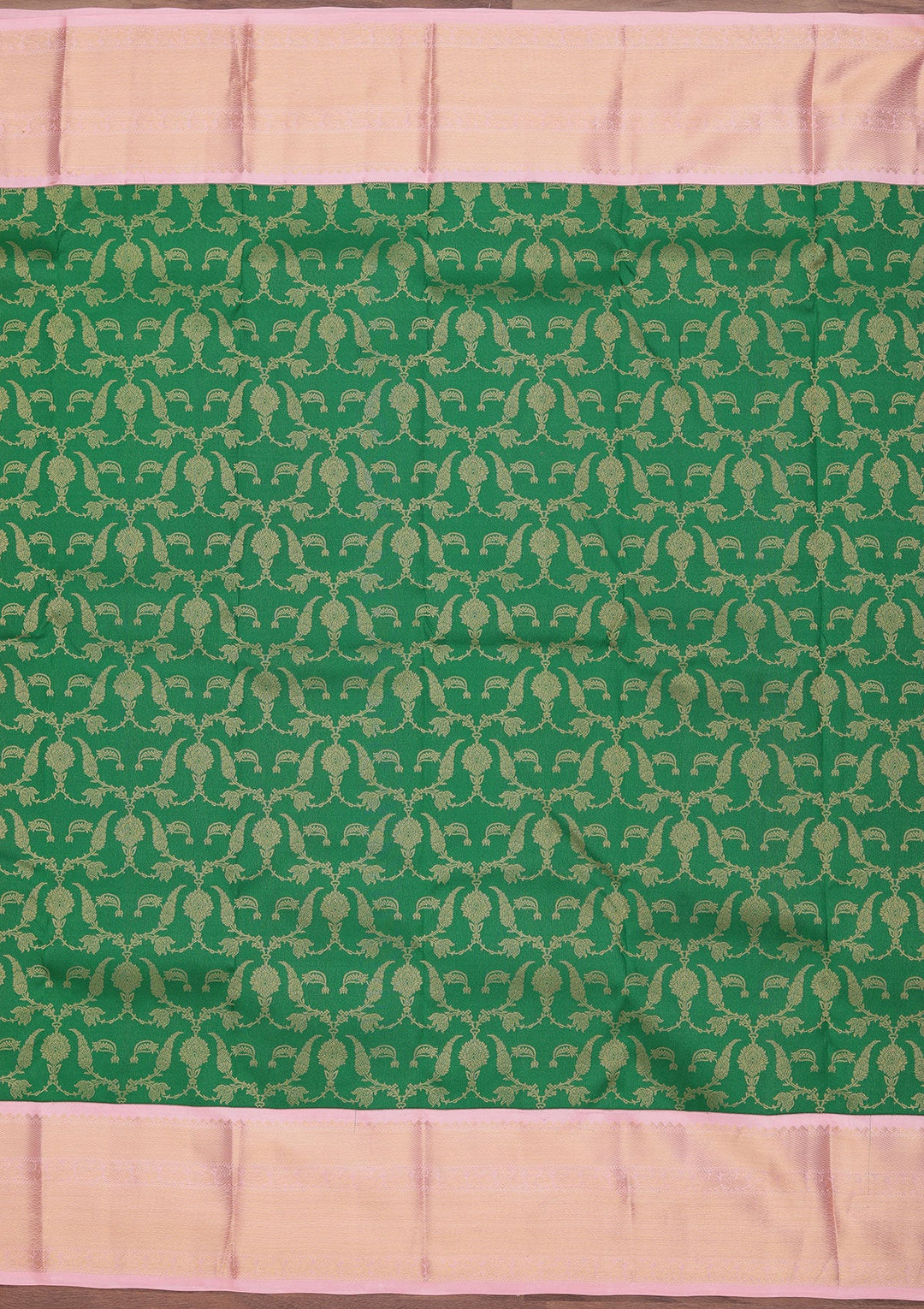 Bottle Green Zariwork Pure Silk Saree-koskii