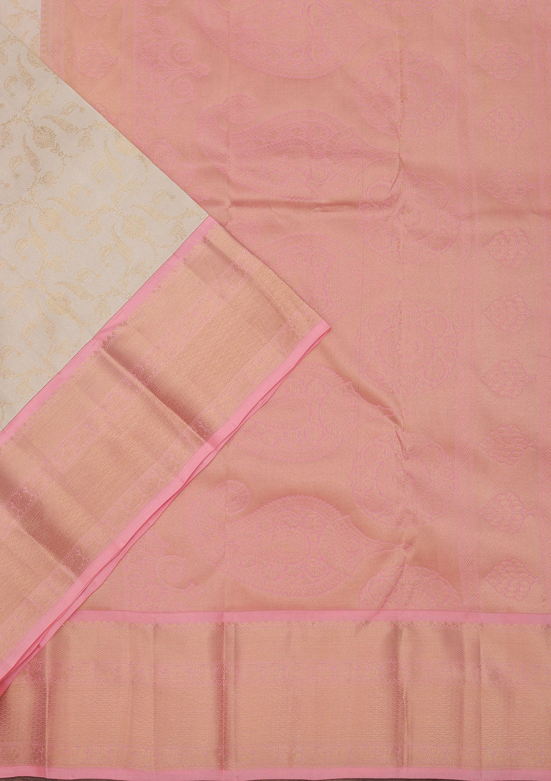 Off White Zariwork Pure Silk Saree