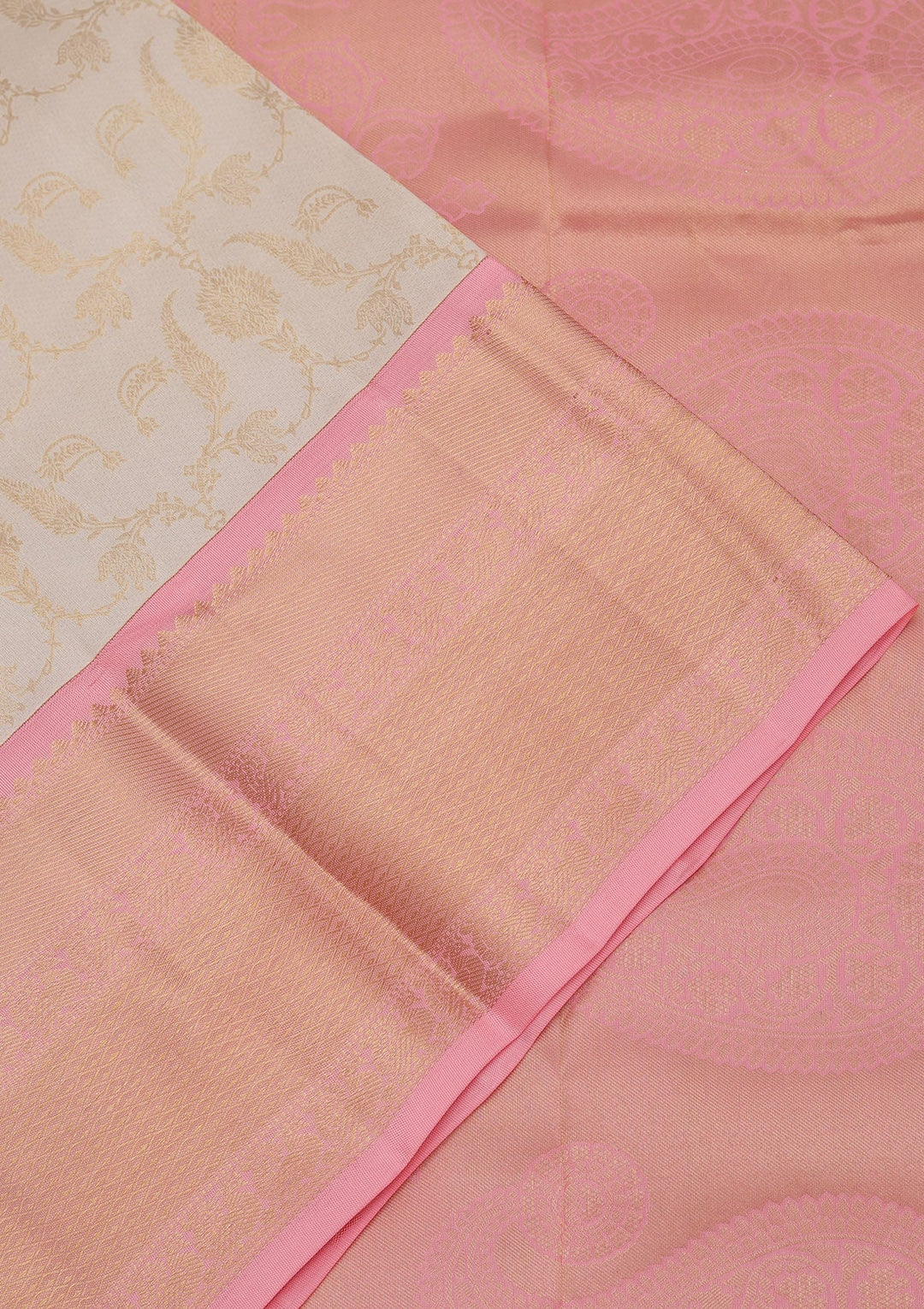 Off White Zariwork Pure Silk Saree