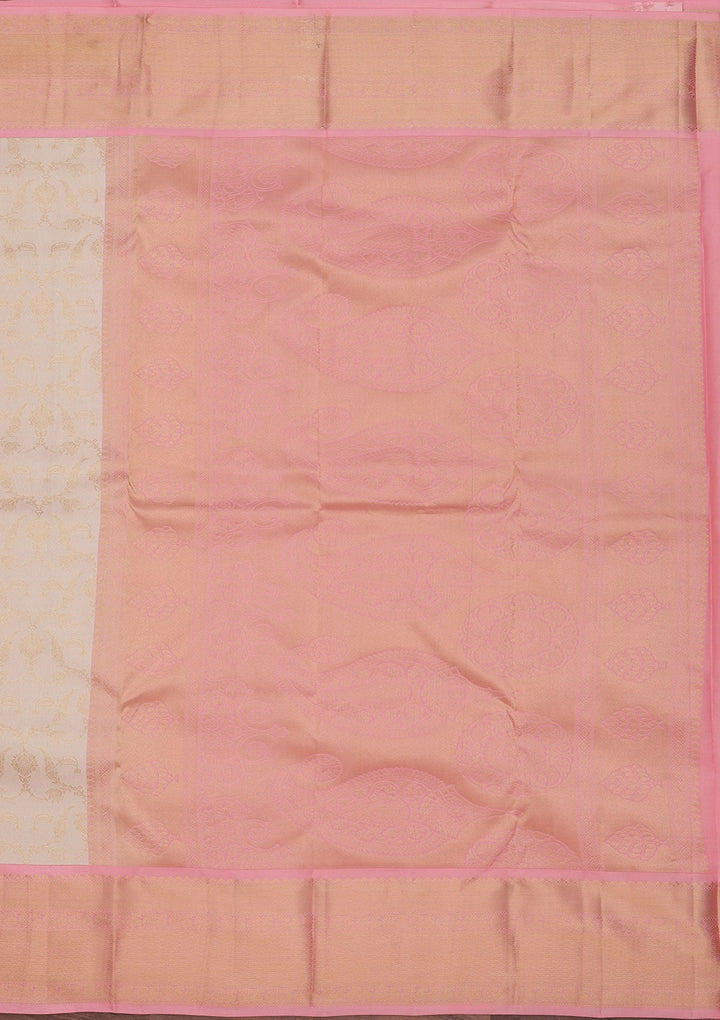 Off White Zariwork Pure Silk Saree