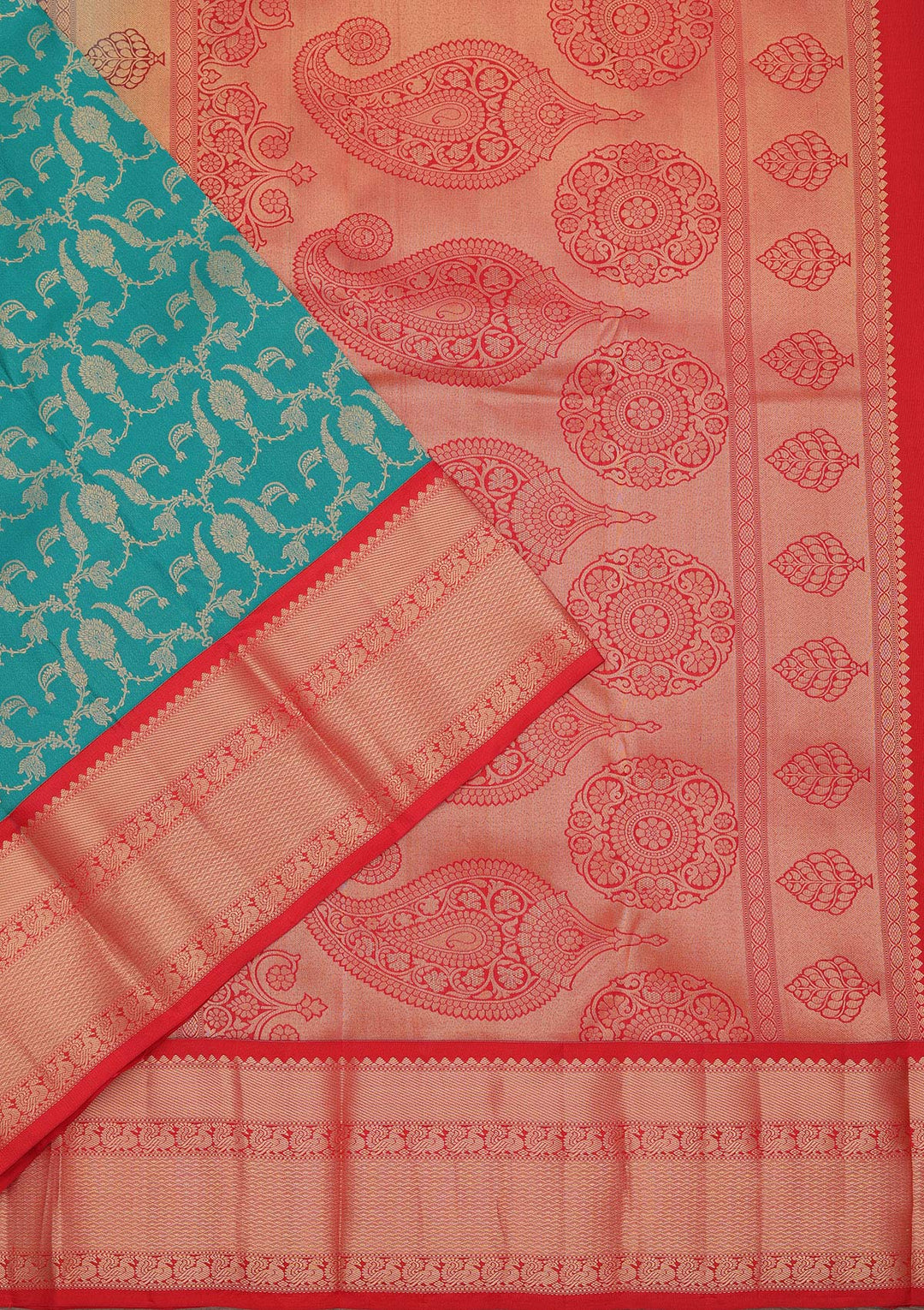 Peacock Green Zariwork Pure Silk Saree