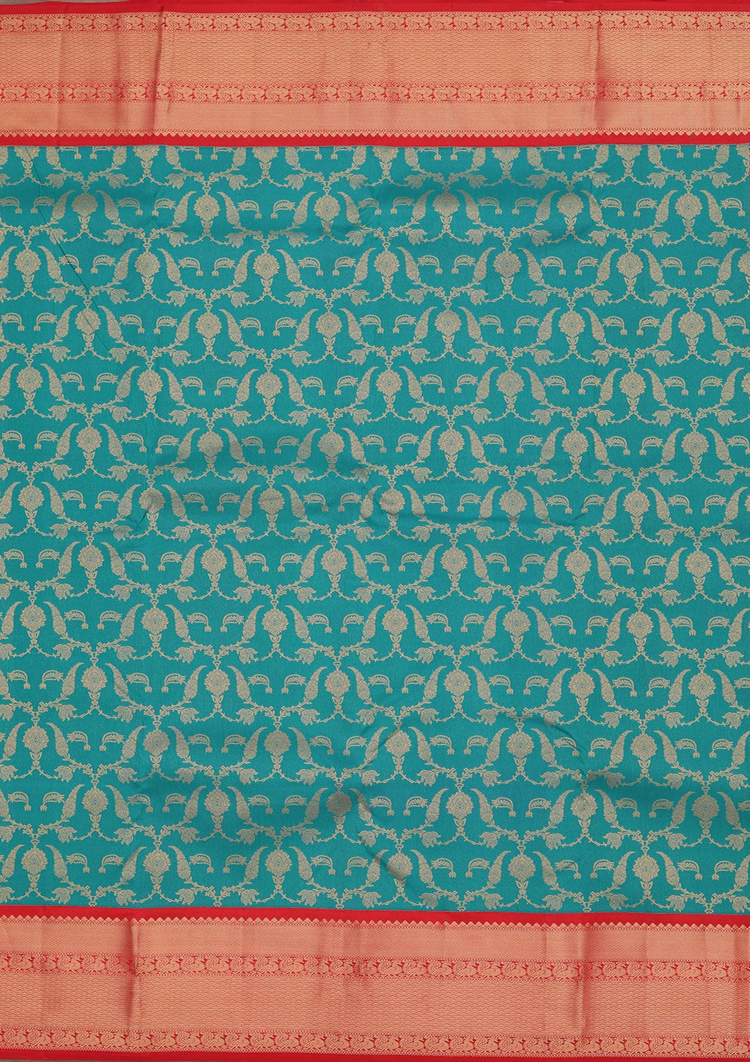 Peacock Green Zariwork Pure Silk Saree