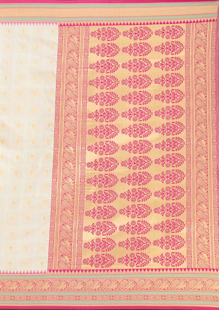 Off White Zariwork (Gold) Silk Saree