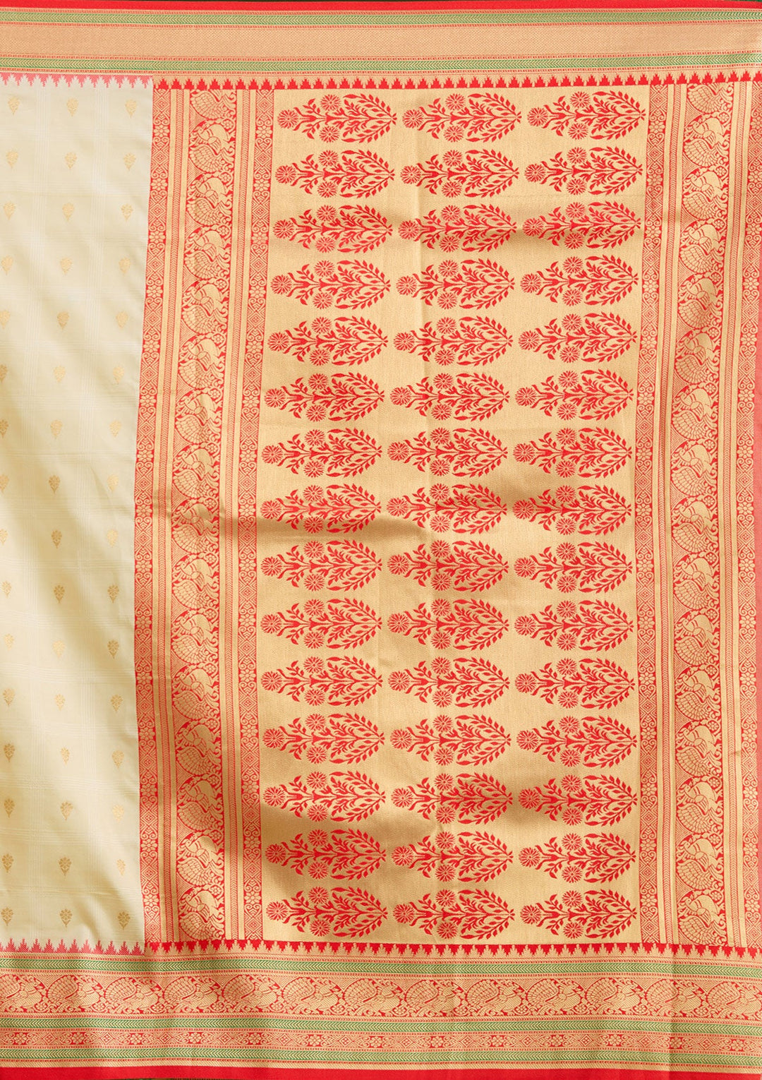 Off White Zariwork (Gold) Silk Silk Saree