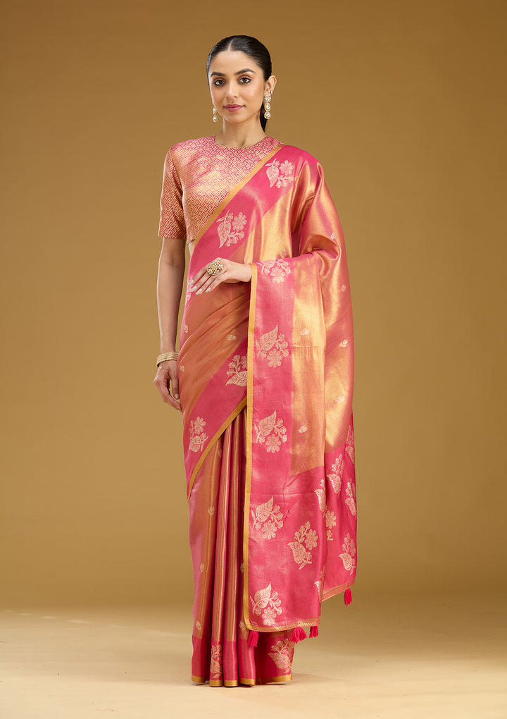 Onion Pink Zariwork (Gold) Silk Saree