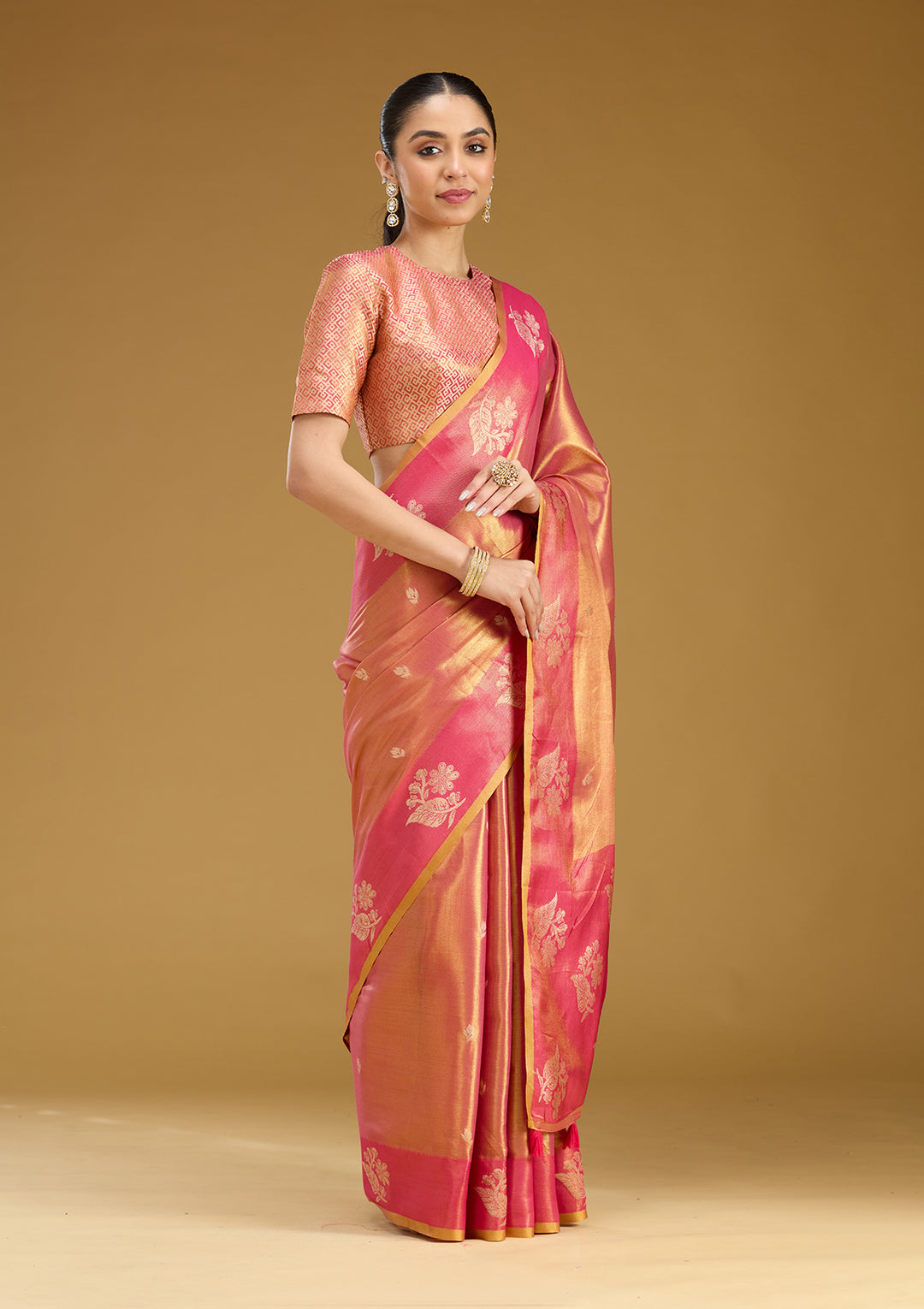 Onion Pink Zariwork (Gold) Silk Saree
