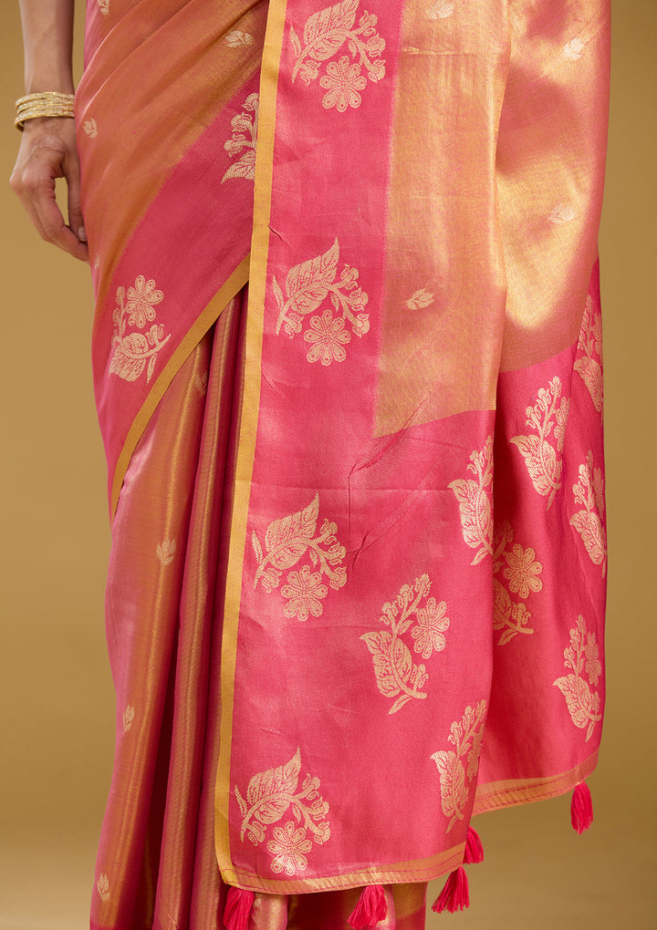 Onion Pink Zariwork (Gold) Silk Saree