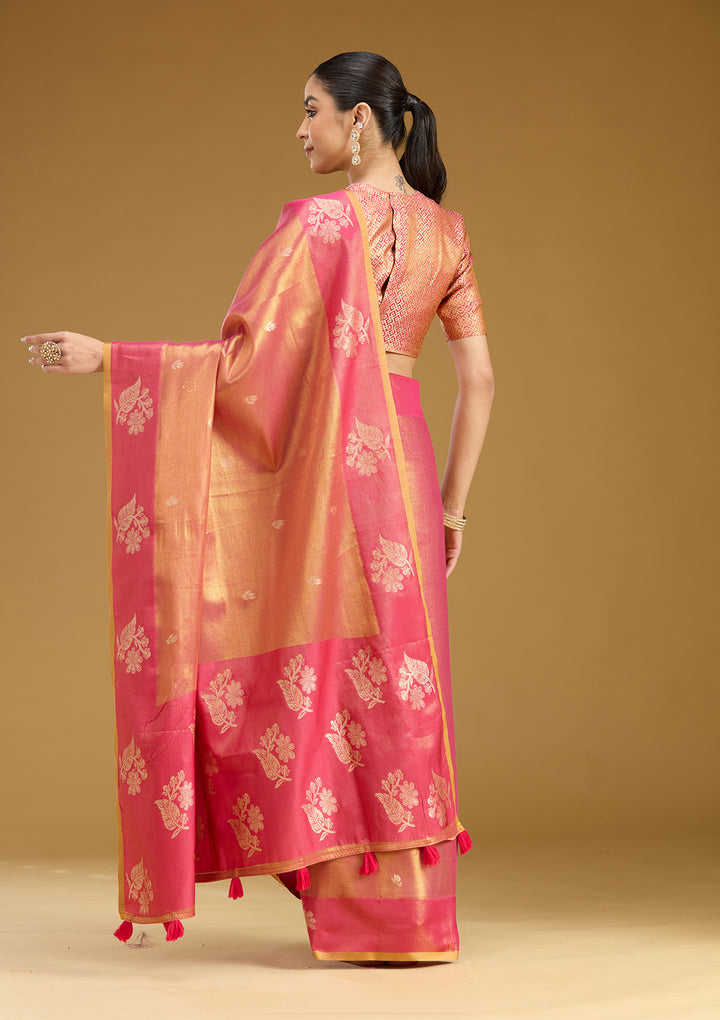 Onion Pink Zariwork (Gold) Silk Saree