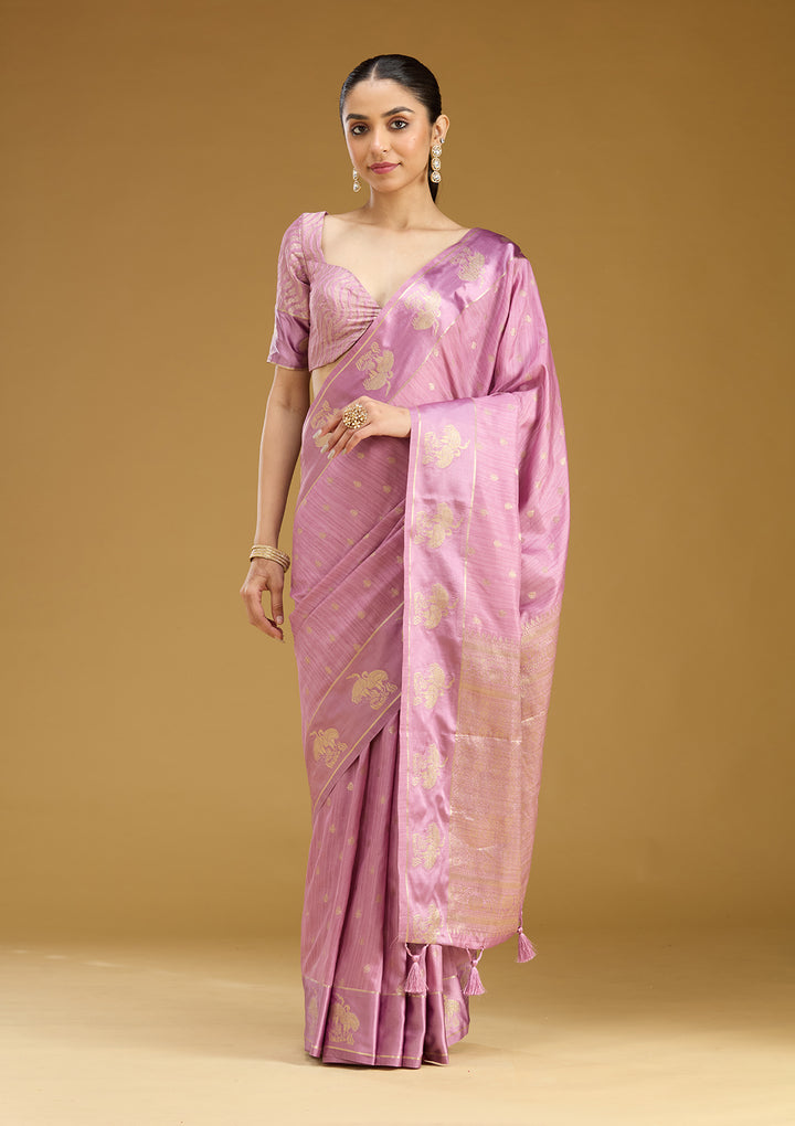 Lavender Zariwork (Gold) Silk Saree