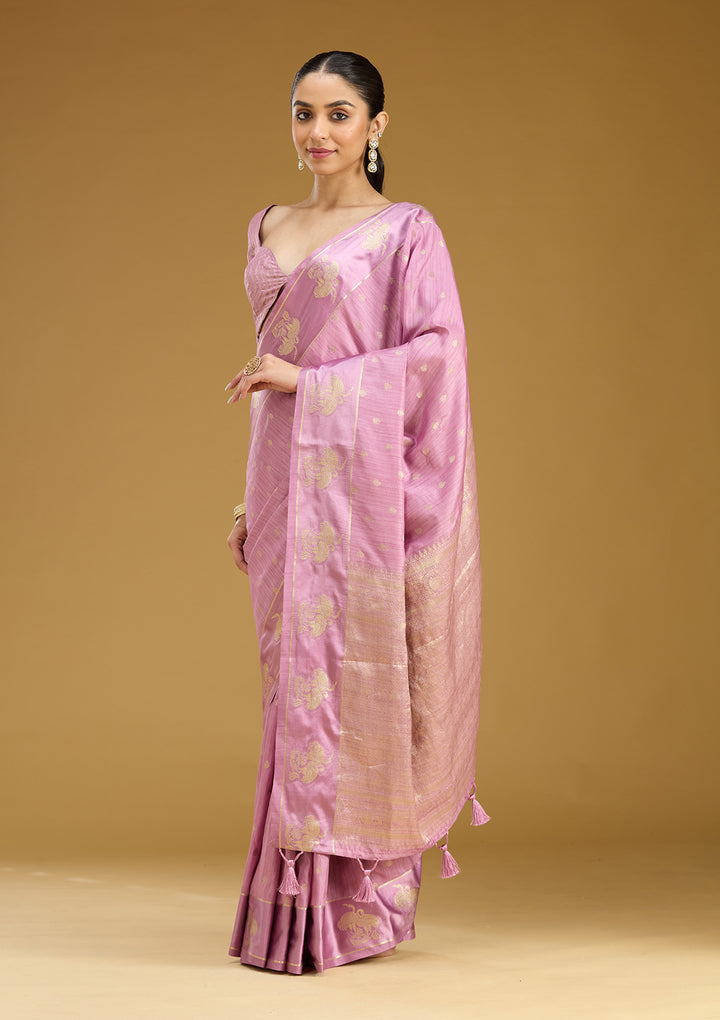 Lavender Zariwork (Gold) Silk Saree
