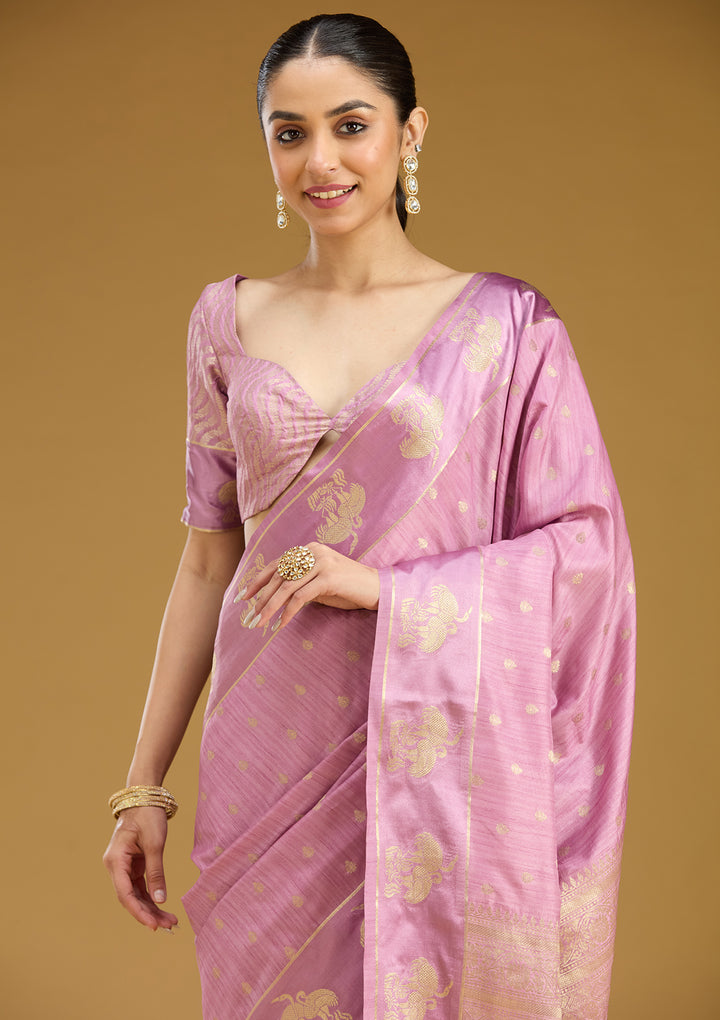 Lavender Zariwork (Gold) Silk Saree
