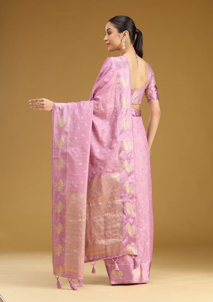 Lavender Zariwork (Gold) Silk Saree