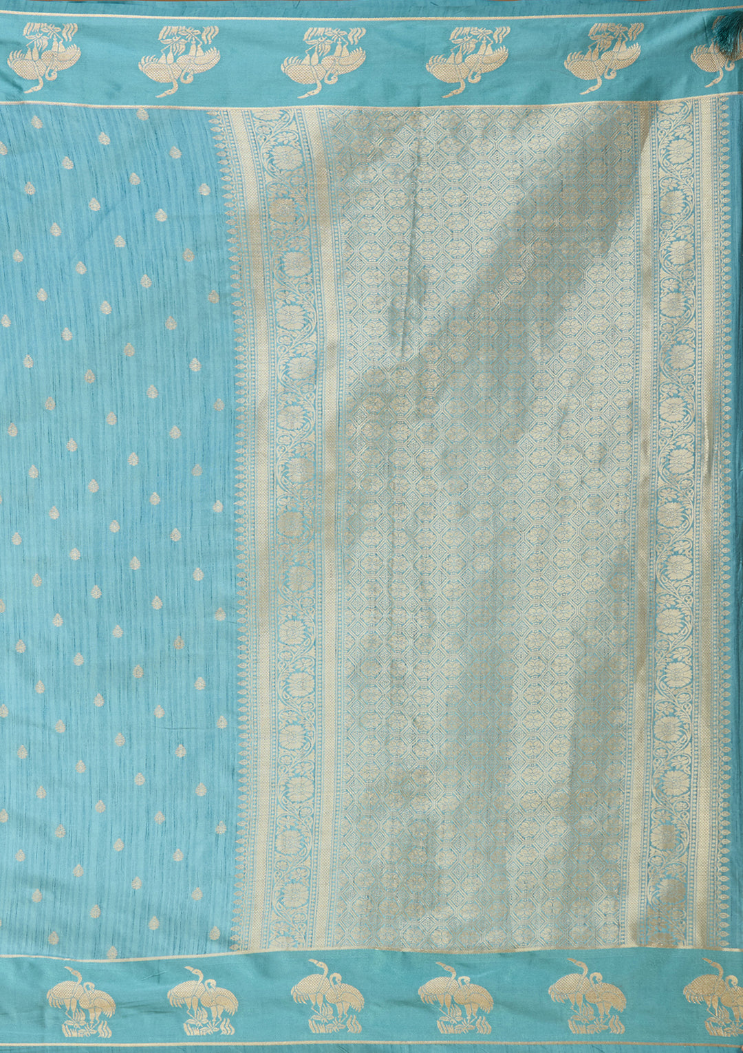 Sky Blue Zariwork (Gold) Silk Saree