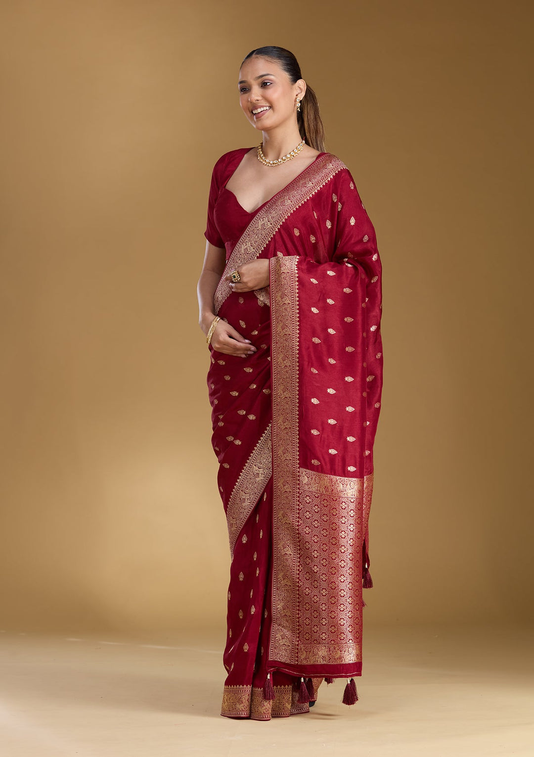 Maroon Zariwork (Gold) Silk Silk_Saree