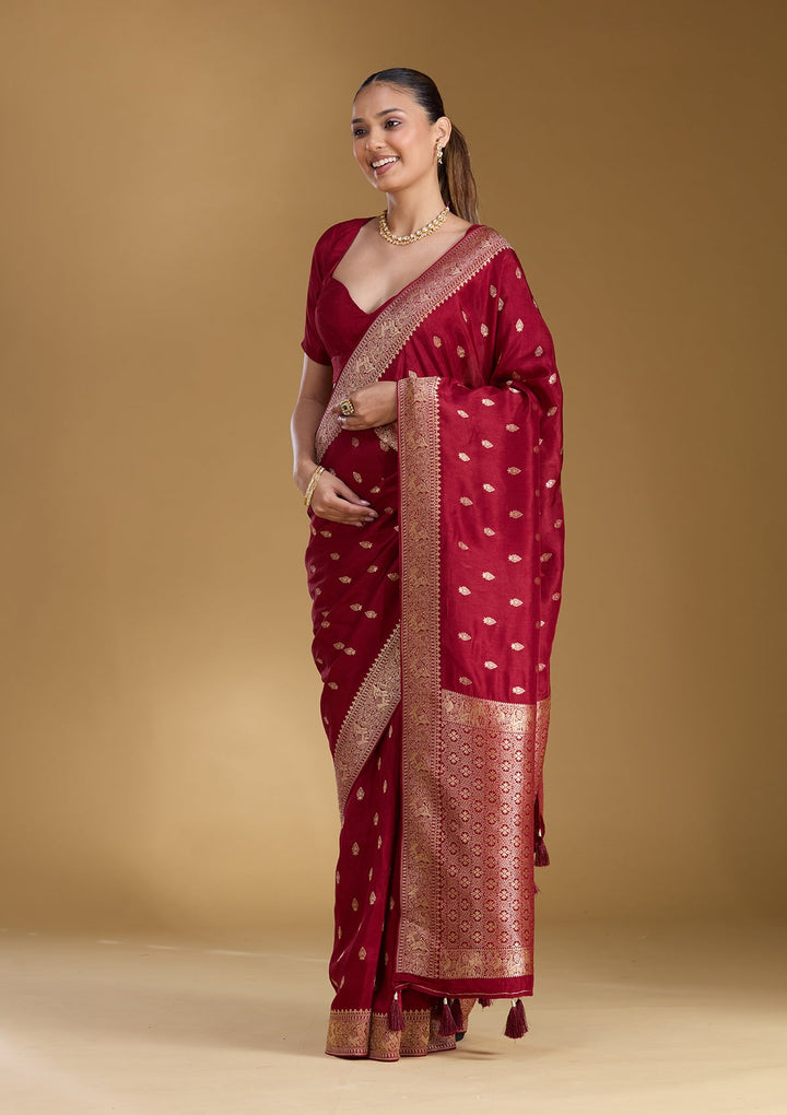 Maroon Zariwork (Gold) Silk Silk_Saree