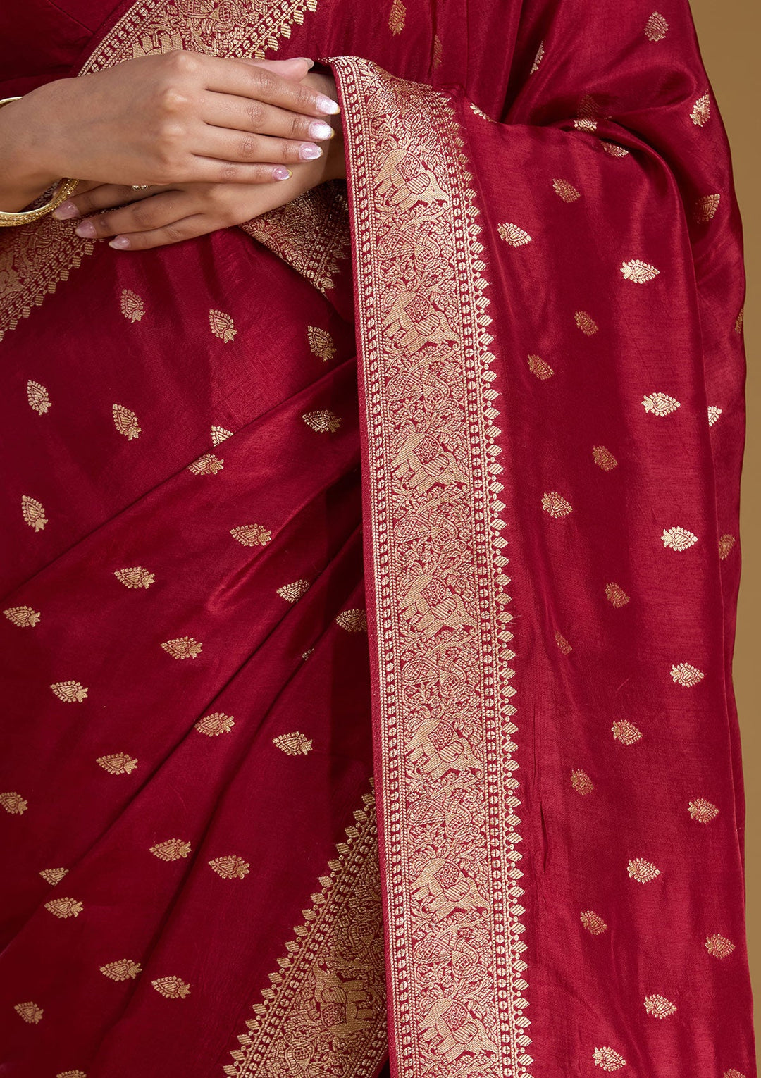 Maroon Zariwork (Gold) Silk Silk_Saree