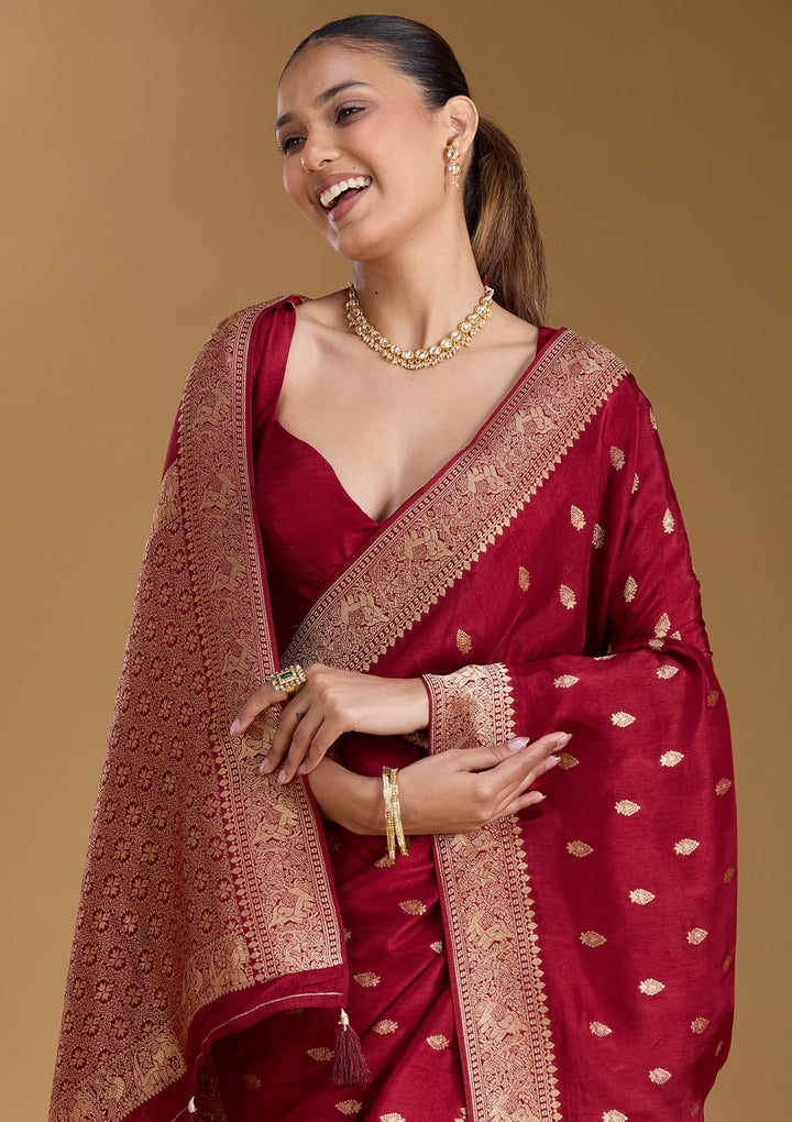 Maroon Zariwork (Gold) Silk Silk_Saree
