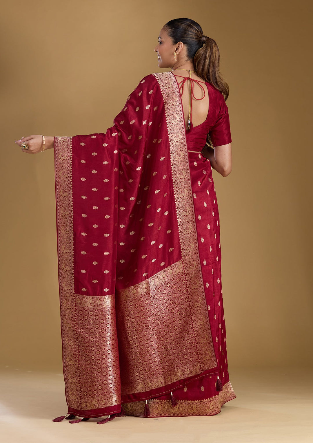 Maroon Zariwork (Gold) Silk Silk_Saree