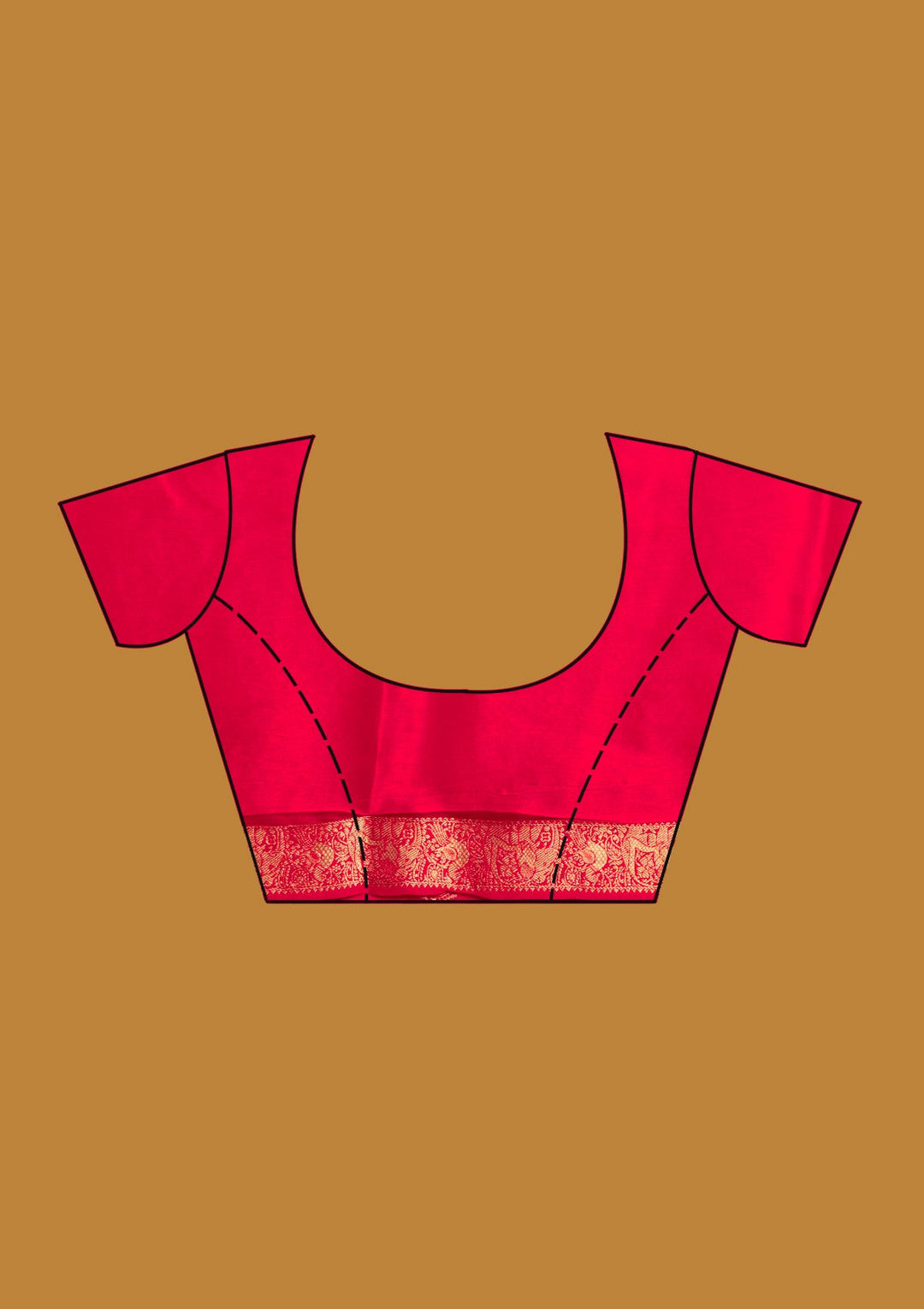 Orange Zariwork (Gold) Silk Silk Saree