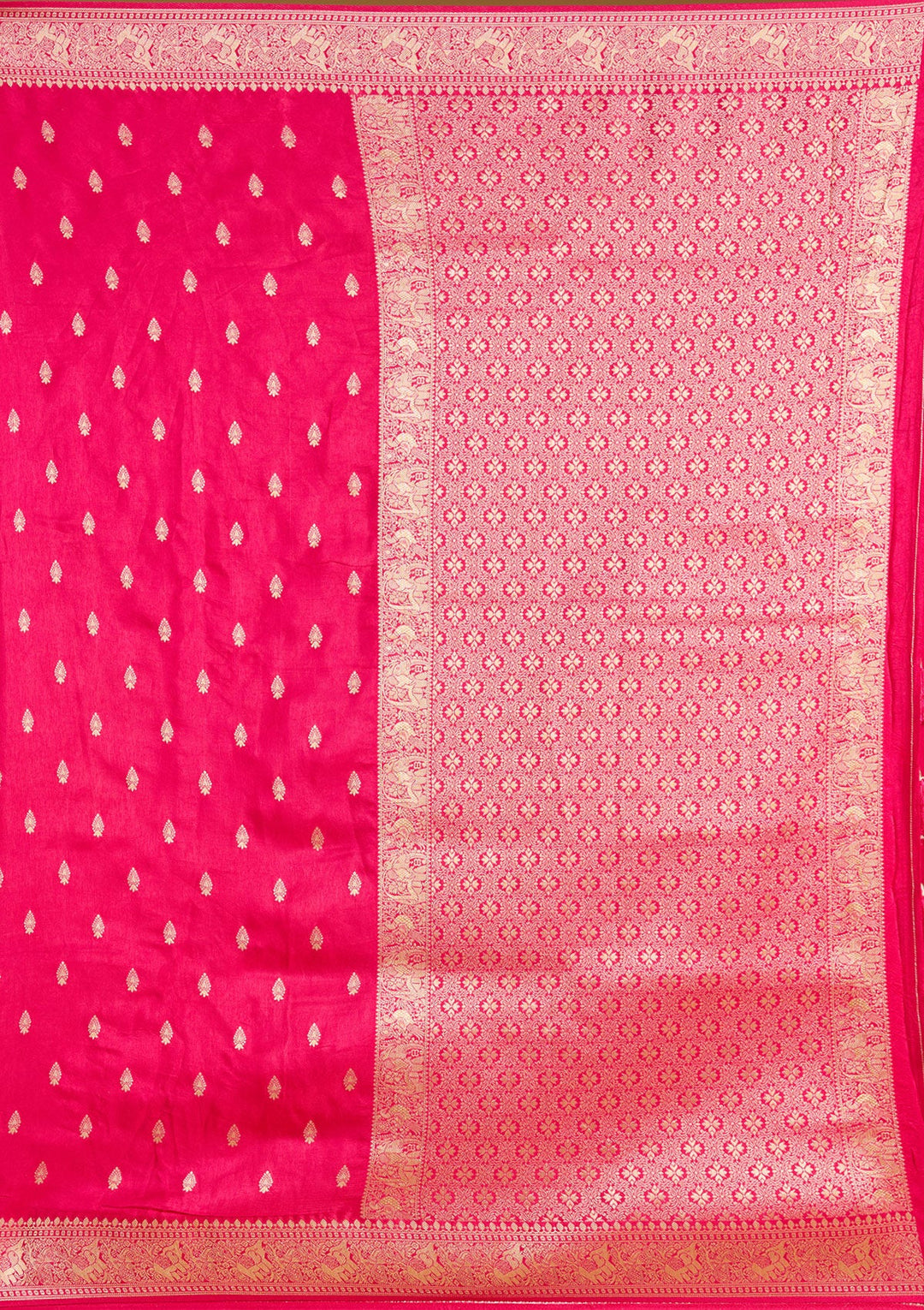 Rani Pink Zariwork (Gold) Silk Silk Saree