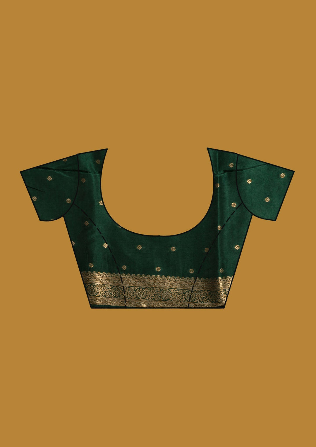 Bottle Green Zariwork (Gold) Silk Saree