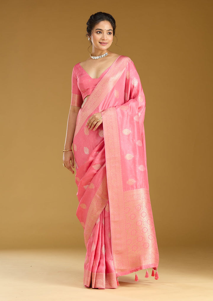 Pink Zariwork (Gold) Silk Silk_Saree