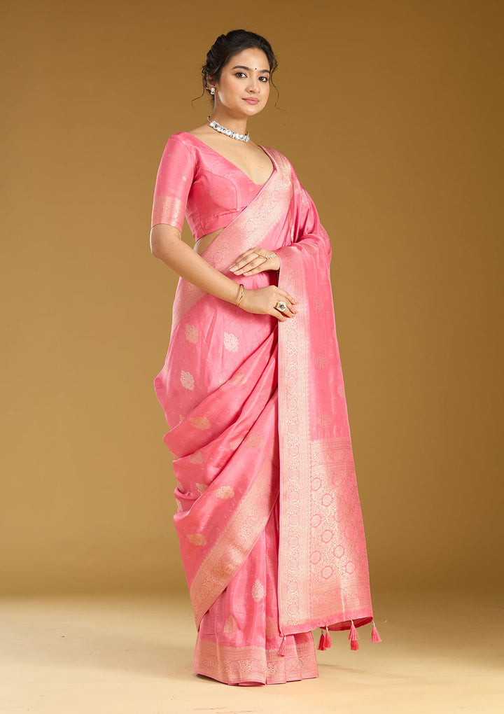 Pink Zariwork (Gold) Silk Silk_Saree