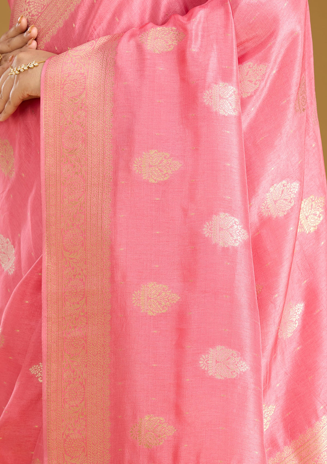 Pink Zariwork (Gold) Silk Silk_Saree