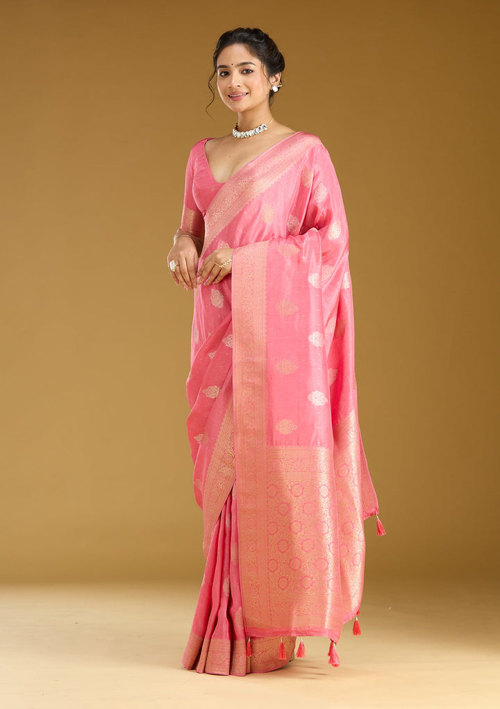 Pink Zariwork (Gold) Silk Silk_Saree