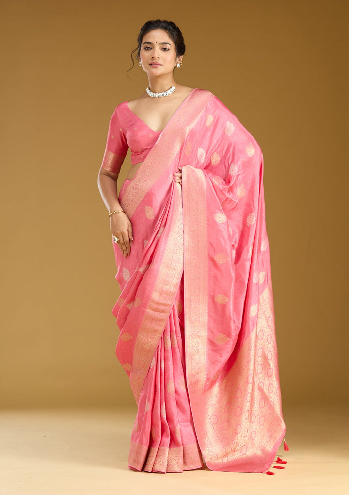 Pink Zariwork (Gold) Silk Silk_Saree