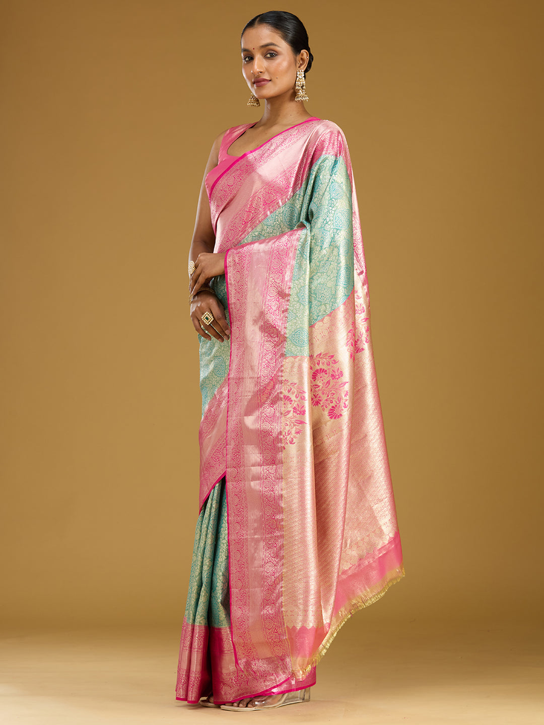Mehendi Zariwork (Gold) Silk Silk Saree