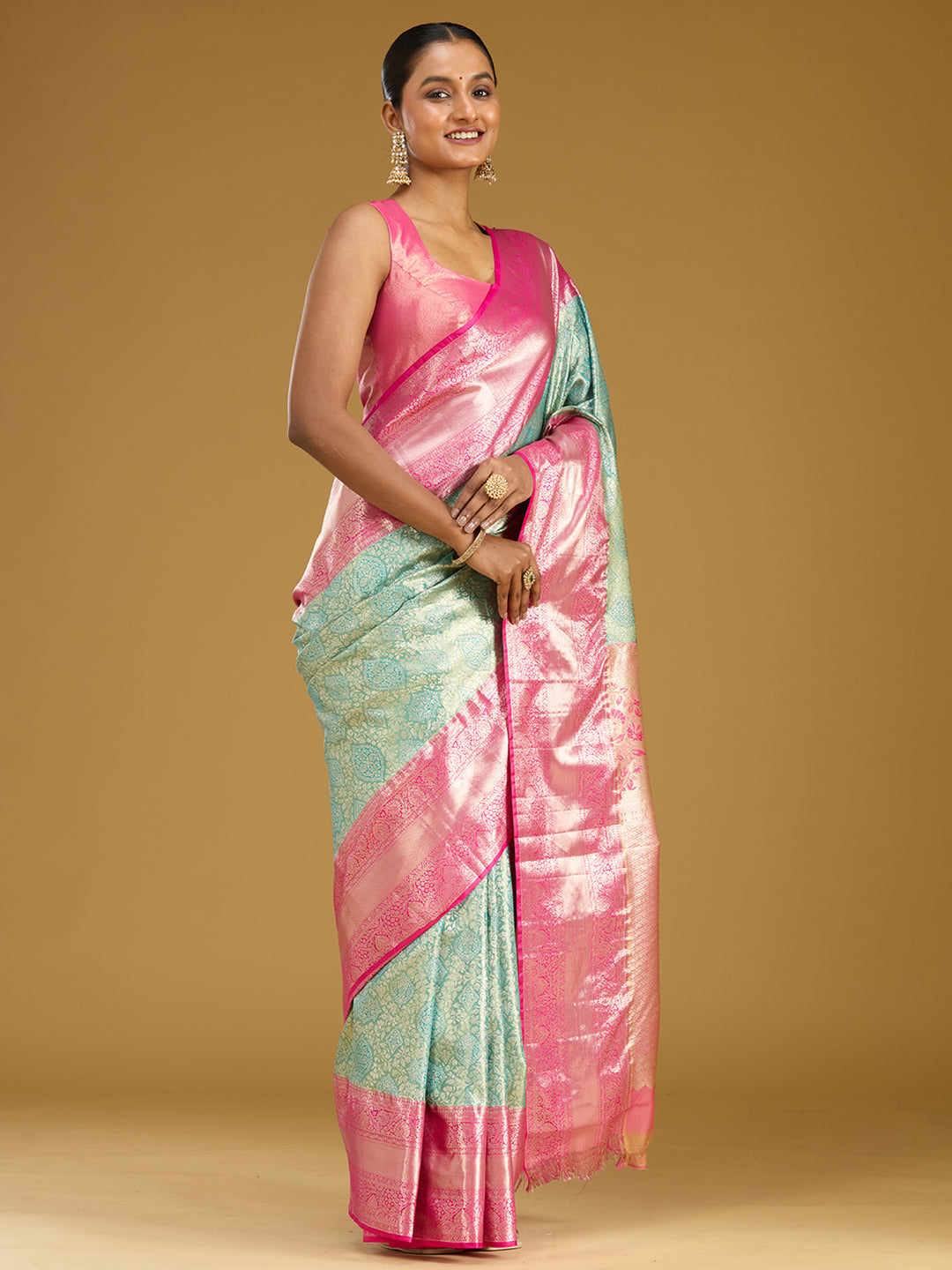 Mehendi Zariwork (Gold) Silk Silk Saree