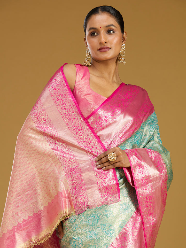 Mehendi Zariwork (Gold) Silk Silk Saree
