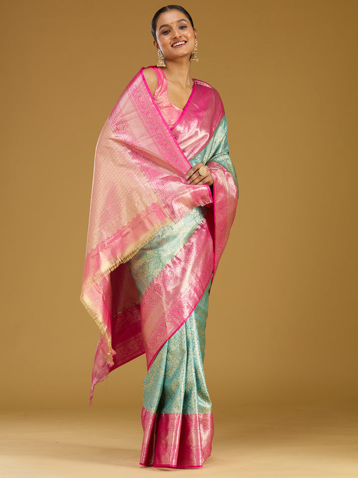 Mehendi Zariwork (Gold) Silk Silk Saree