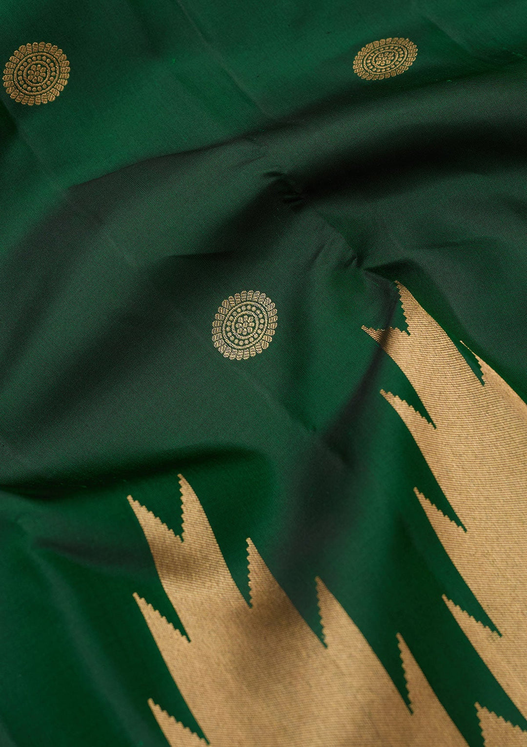 Bottle Green Zariwork (Gold) Silk Silk_Saree