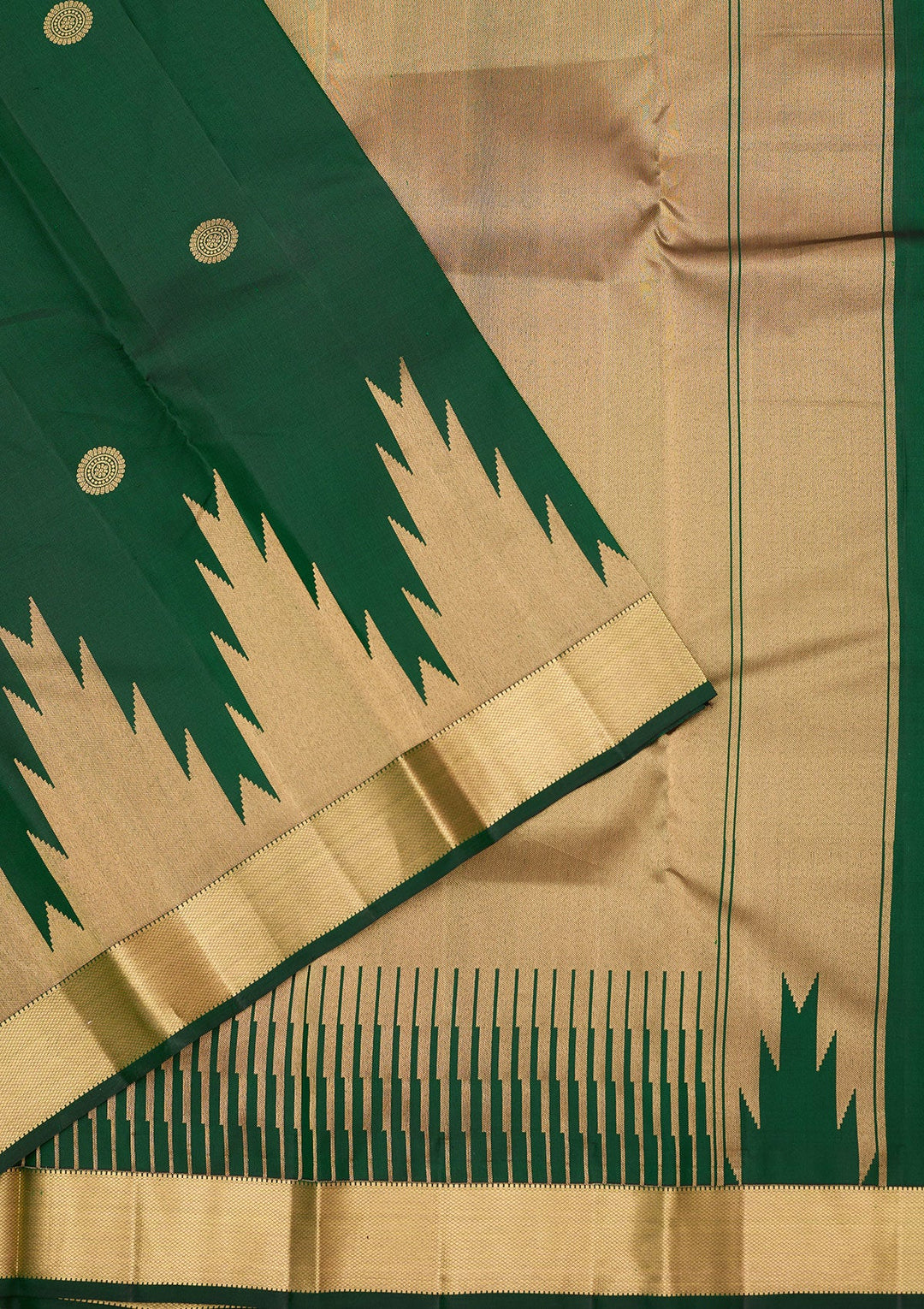 Bottle Green Zariwork (Gold) Silk Silk_Saree