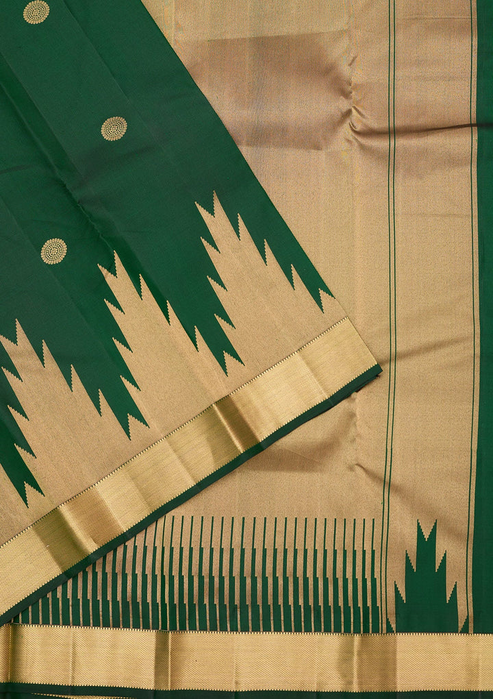 Bottle Green Zariwork (Gold) Silk Silk_Saree