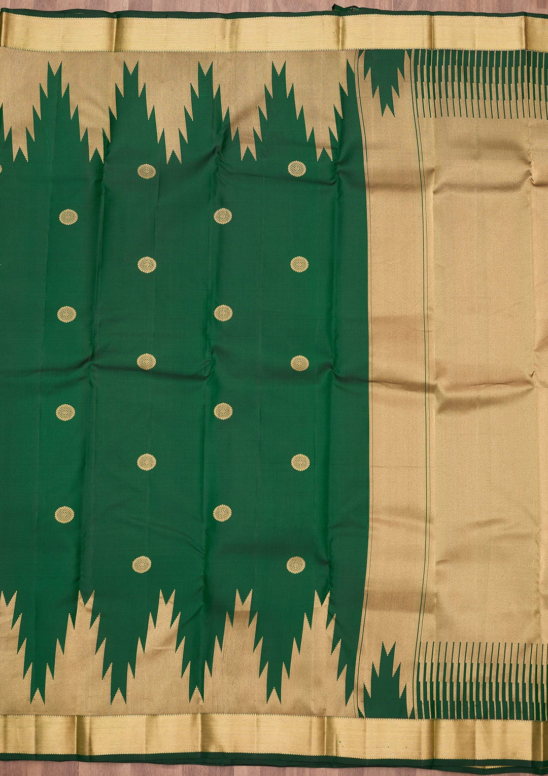 Bottle Green Zariwork (Gold) Silk Silk_Saree