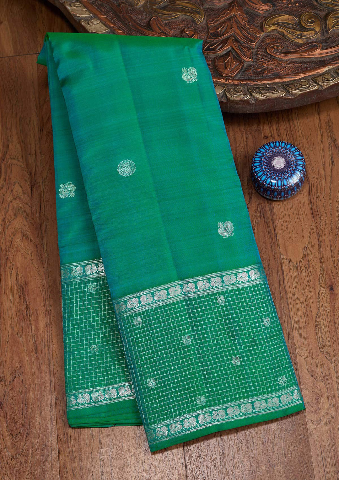 Peacock Blue Zariwork (Gold) Pure Silk Silk_Saree