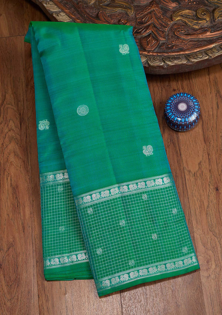 Peacock Blue Zariwork (Gold) Pure Silk Silk_Saree