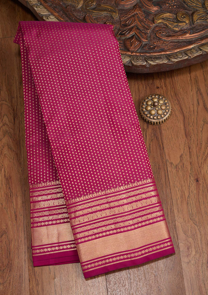 Wine Zariwork (Gold) Pure Silk Silk_Saree