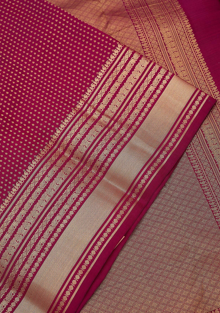 Wine Zariwork (Gold) Pure Silk Silk_Saree
