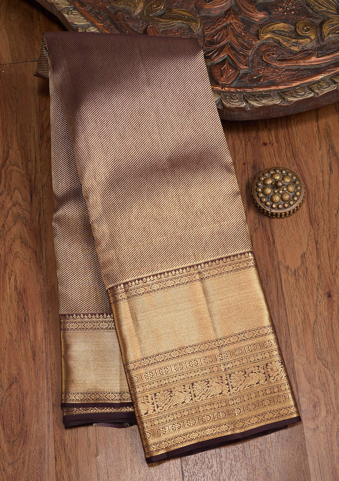 Brown Zariwork (Gold) Pure Silk Silk_Saree