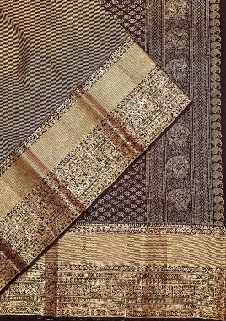 Brown Zariwork (Gold) Pure Silk Silk_Saree