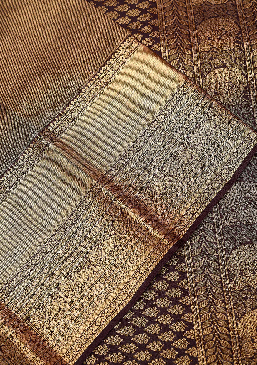 Brown Zariwork (Gold) Pure Silk Silk_Saree