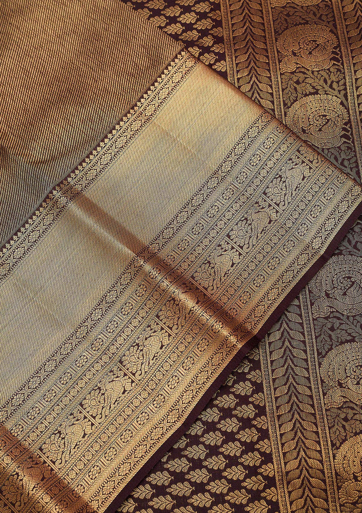 Brown Zariwork (Gold) Pure Silk Silk_Saree