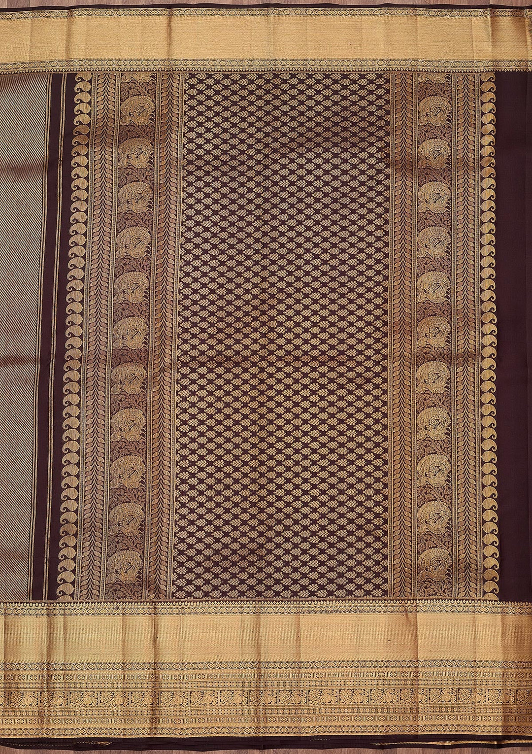 Brown Zariwork (Gold) Pure Silk Silk_Saree
