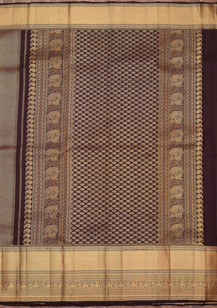 Brown Zariwork (Gold) Pure Silk Silk_Saree