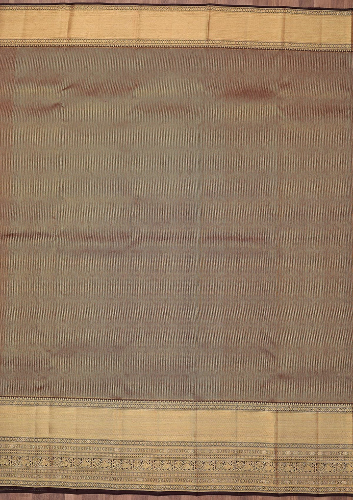 Brown Zariwork (Gold) Pure Silk Silk_Saree